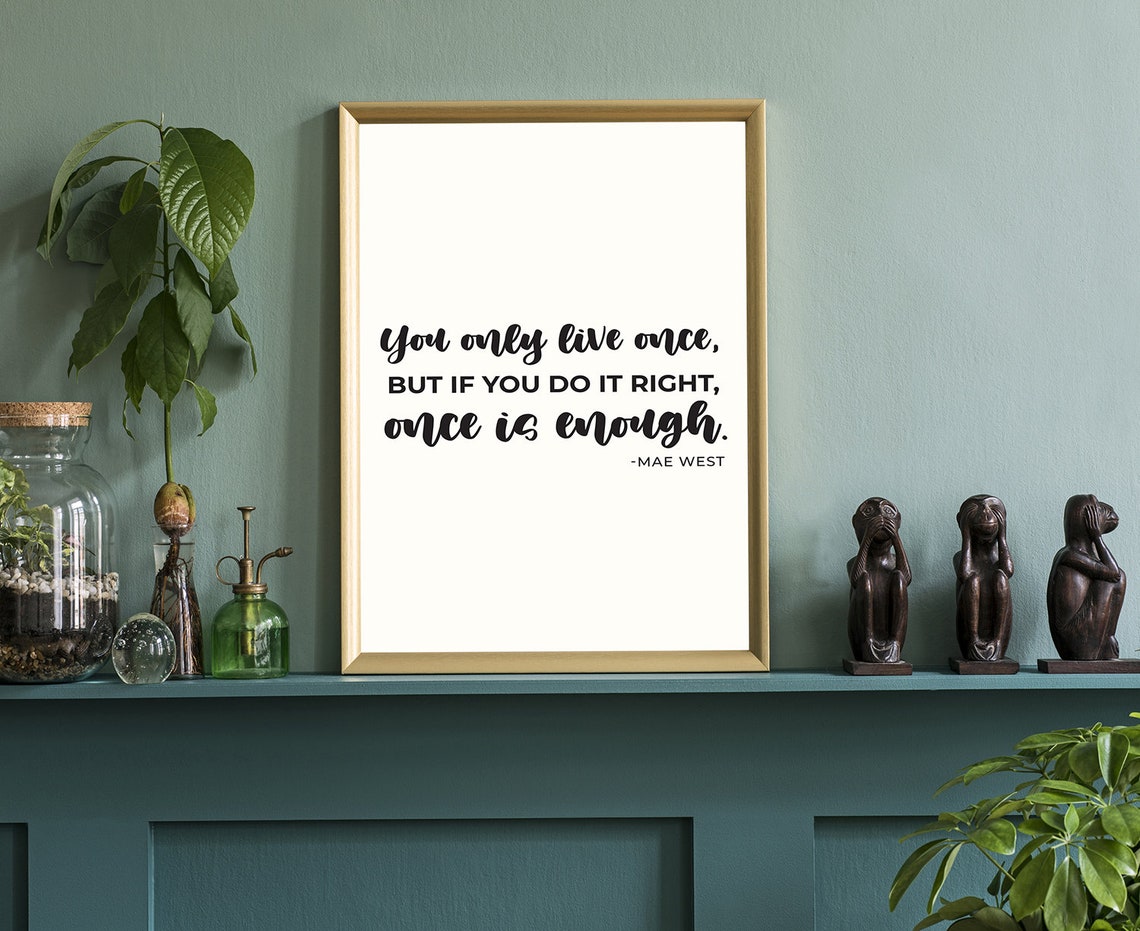 Mae West You Only Live Once Quote Poster Minimalist Wall Art Print - Image 3