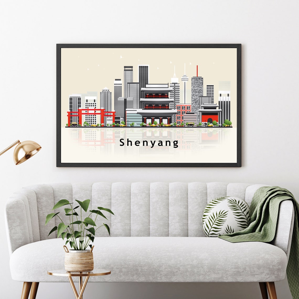 Shenyang China Modern Skyline Illustration Landmarks Travel Poster - Image 3