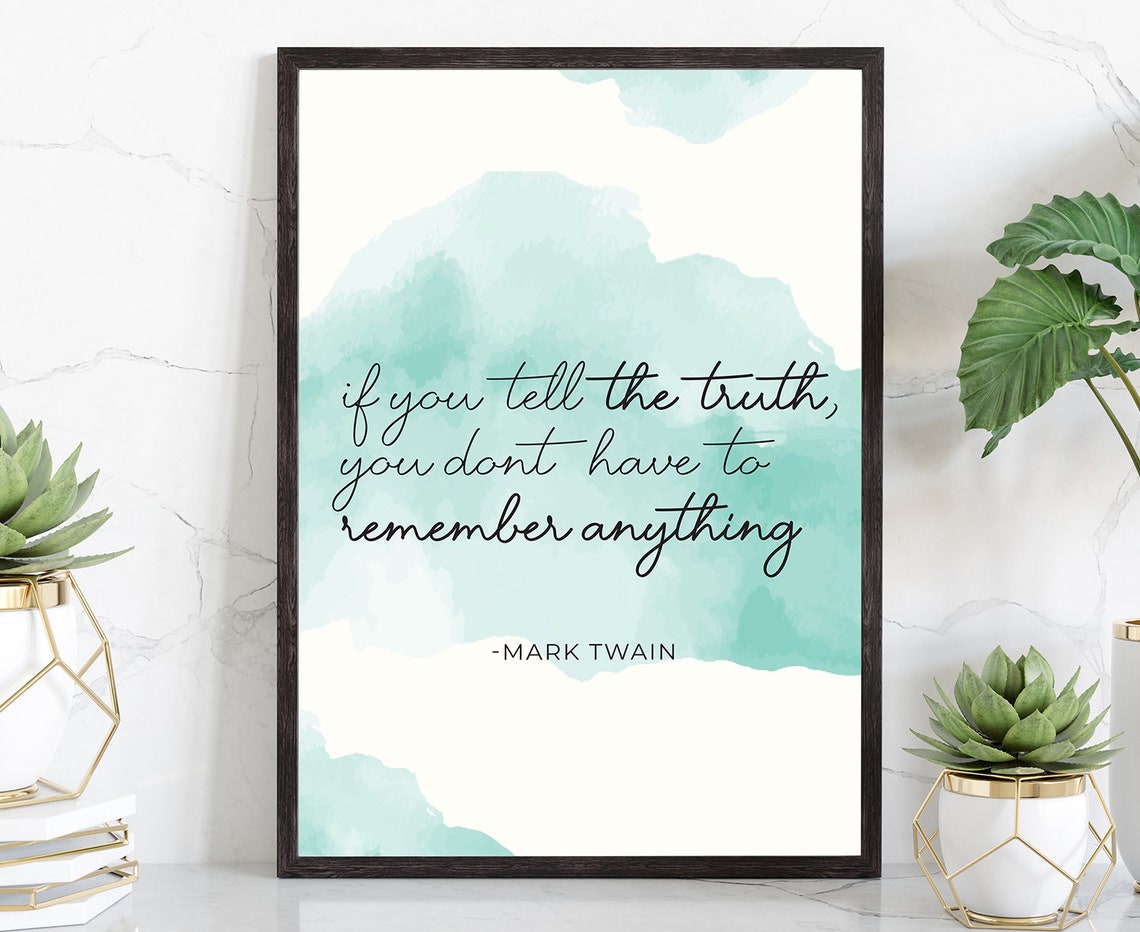 Mark Twain Truth Quote Watercolor Script Inspirational Art Poster