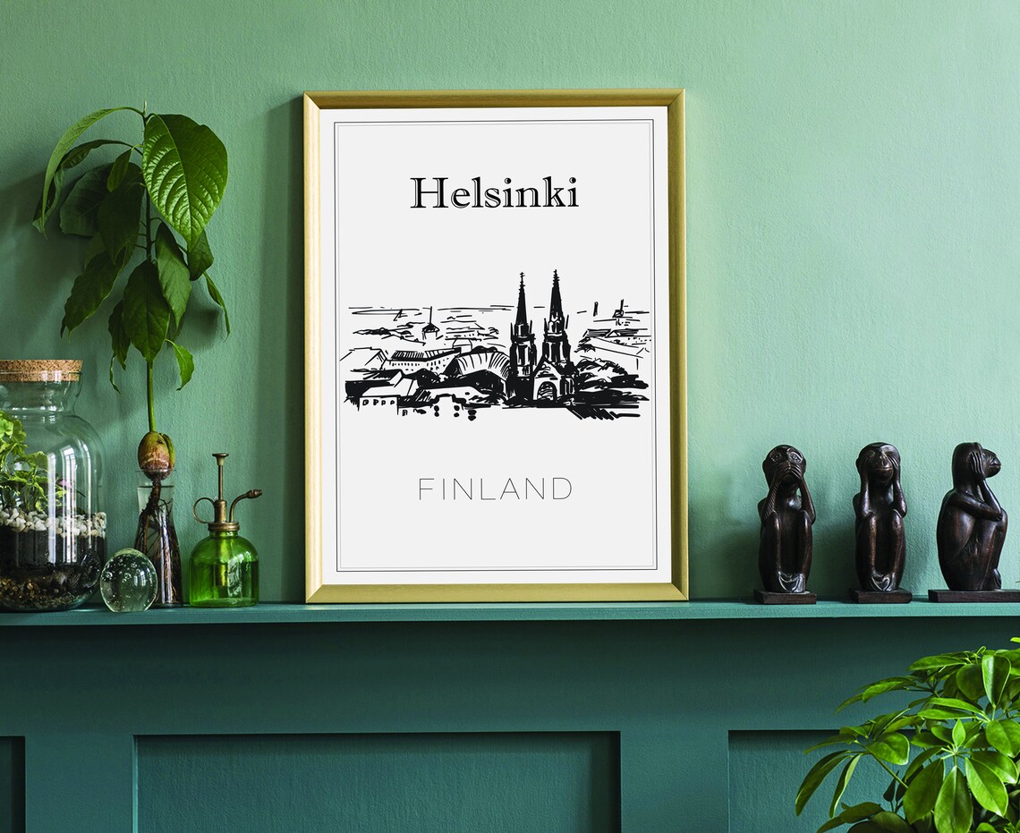 Helsinki Finland St Johns Church Twin Spires City View Art Poster - Image 3