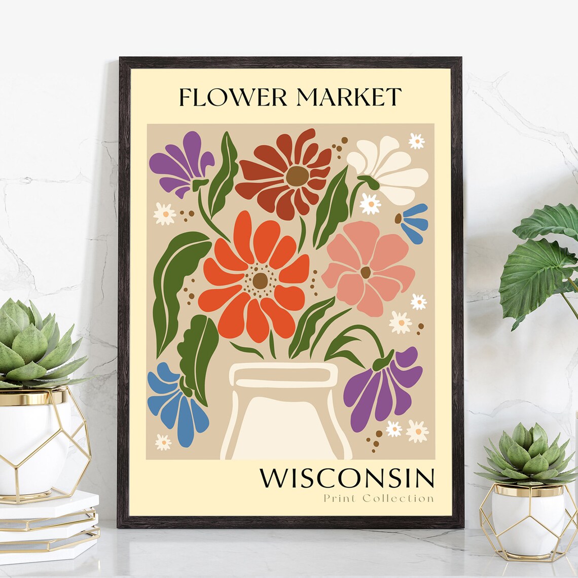 Wisconsin State Flower Print Usa States Poster Wisconsin Flower Market Poster Botanical Poster Nature Poster Artwork Floral Wall Art