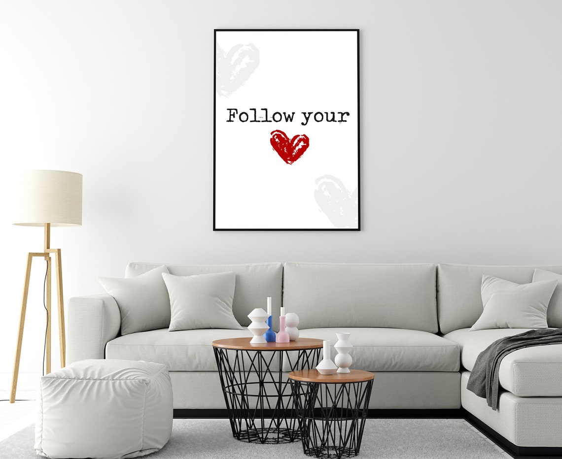 Follow Your Heart Red Heart Typewriter Font Minimalist Quote Poster - Image 4