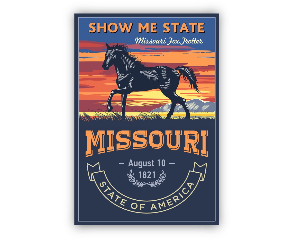 Missouri Fox Trotter Horse Sunset Show Me State Vintage Travel Poster - Image 2