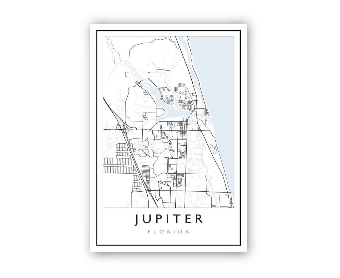 Jupiter Florida City Street Map Minimalist Black White Road Map Print - Image 2