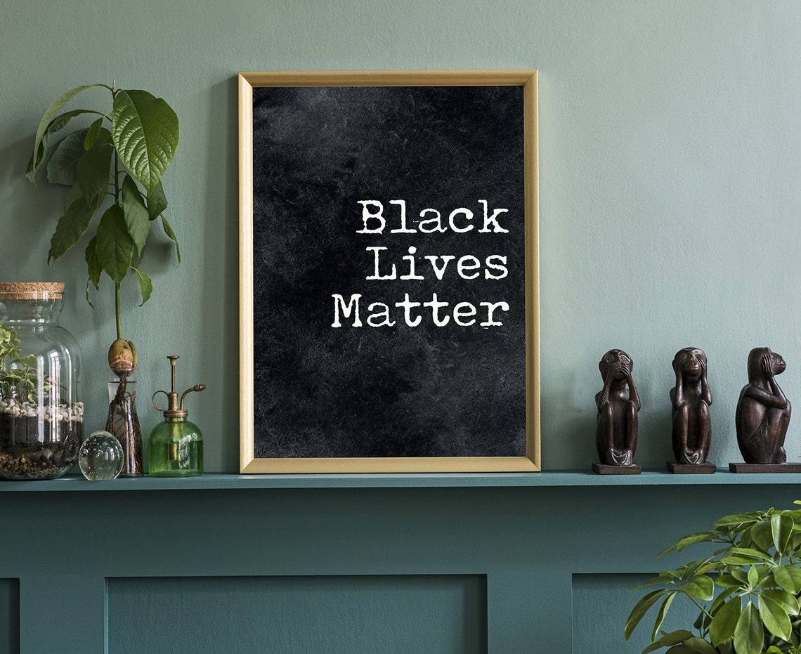 Black Lives Matter Bold Serif Text Protest Poster Black White Print - Image 3