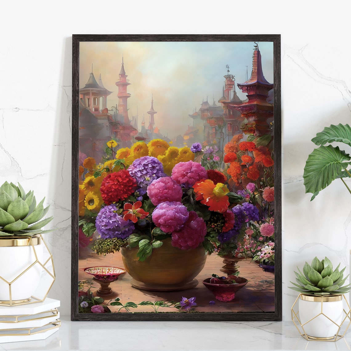 Flowers Oil Painting Flowers Still Life Poster Prints Flower Painting Prints Floral Texture Oil Painting Home Office Wall Art Decoration