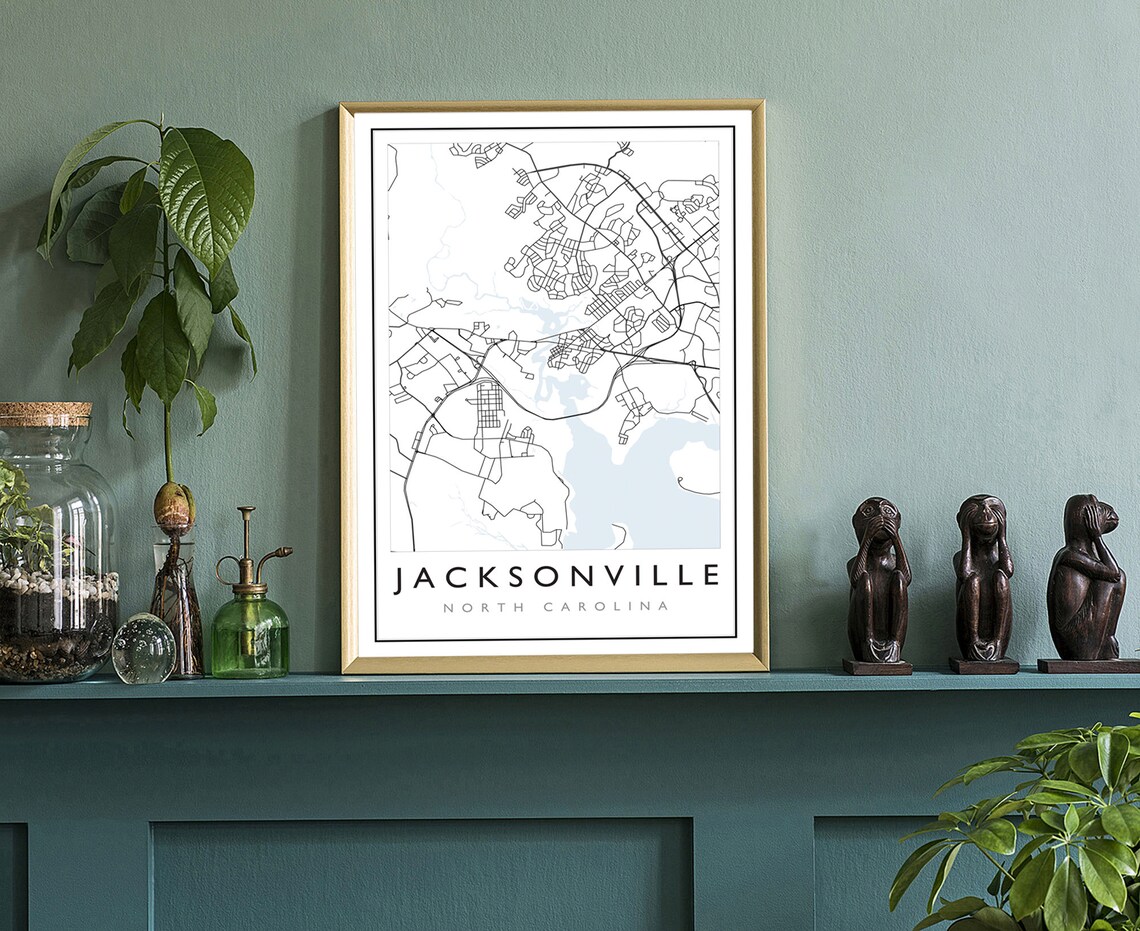 Jacksonville North Carolina City Street Map Minimalist Travel Poster - Image 3