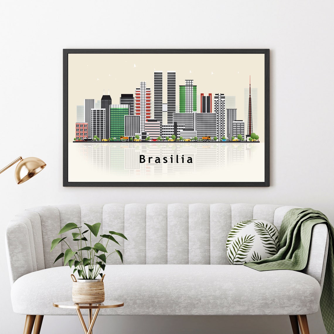 Brasilia Brazil Modernist Towers Skyline Illustration Travel Poster - Image 3