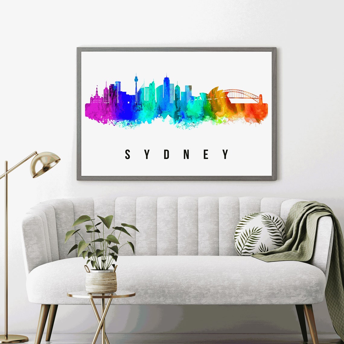 Sydney Australia Rainbow Watercolor Skyline Opera House Travel Poster - Image 4