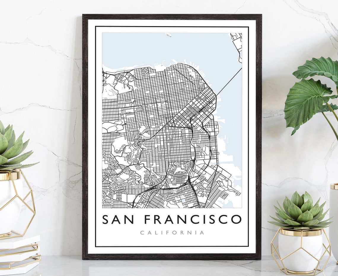 San Francisco California Minimalist Street Map City Art Poster