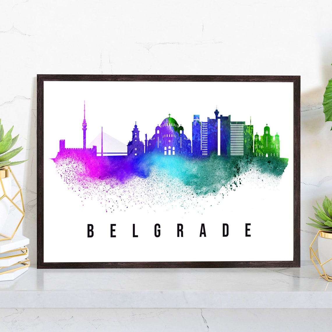 Belgrade Serbia Poster Skyline Poster Cityscape Poster Serbia Landmark City Illustration Poster Home Wall Art Office Wall Art