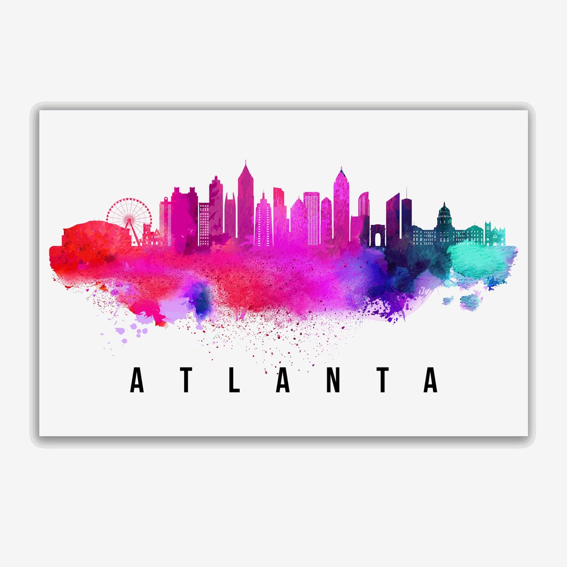 Atlanta Georgia Skyline Poster Cityscape Painting Atlanta Georgia Poster Georgia Cityscape And Landmark Print Home And Office Wall Art - Image 2
