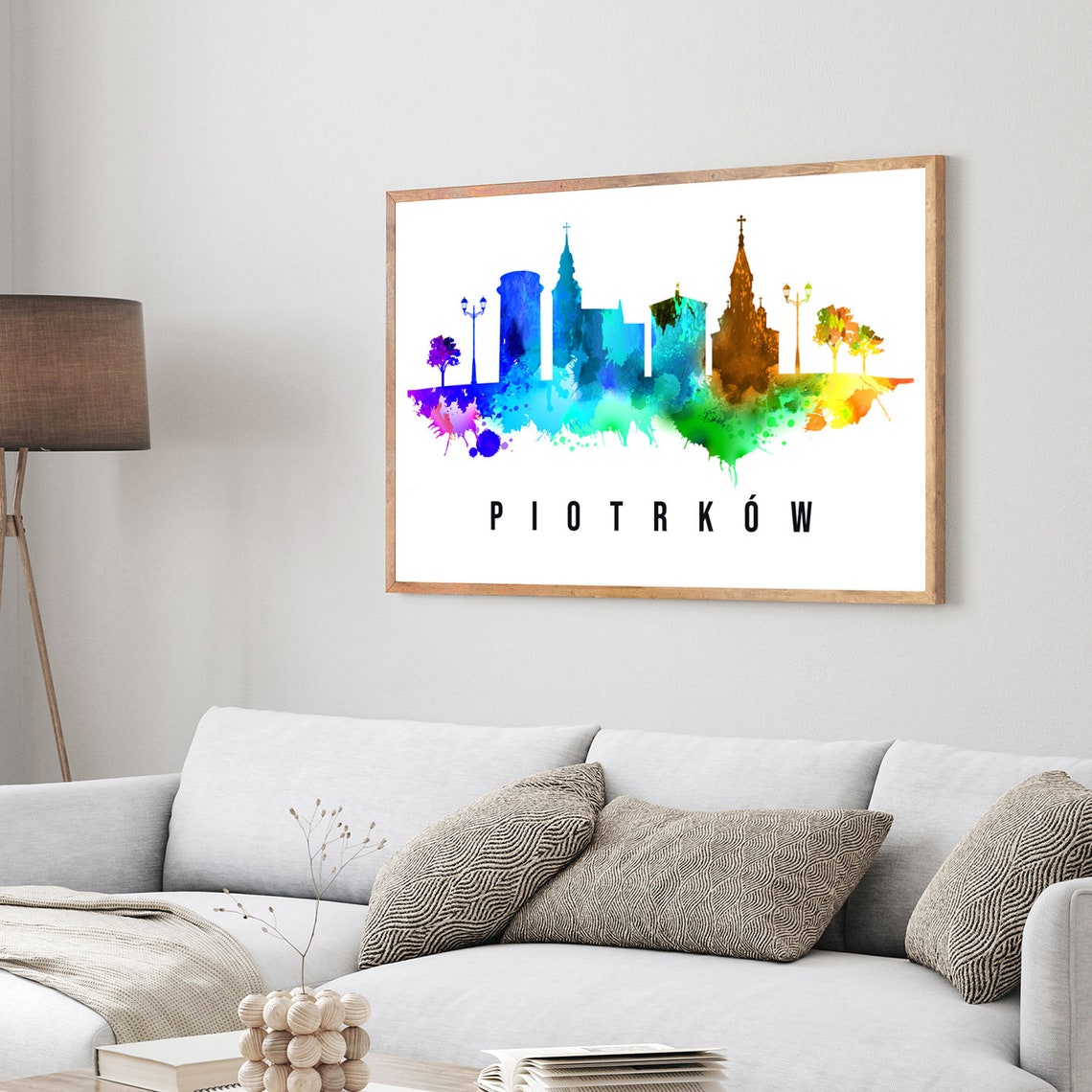 Piotrkow Trybunalski Poland Town Watercolor Skyline Landmark Poster - Image 3