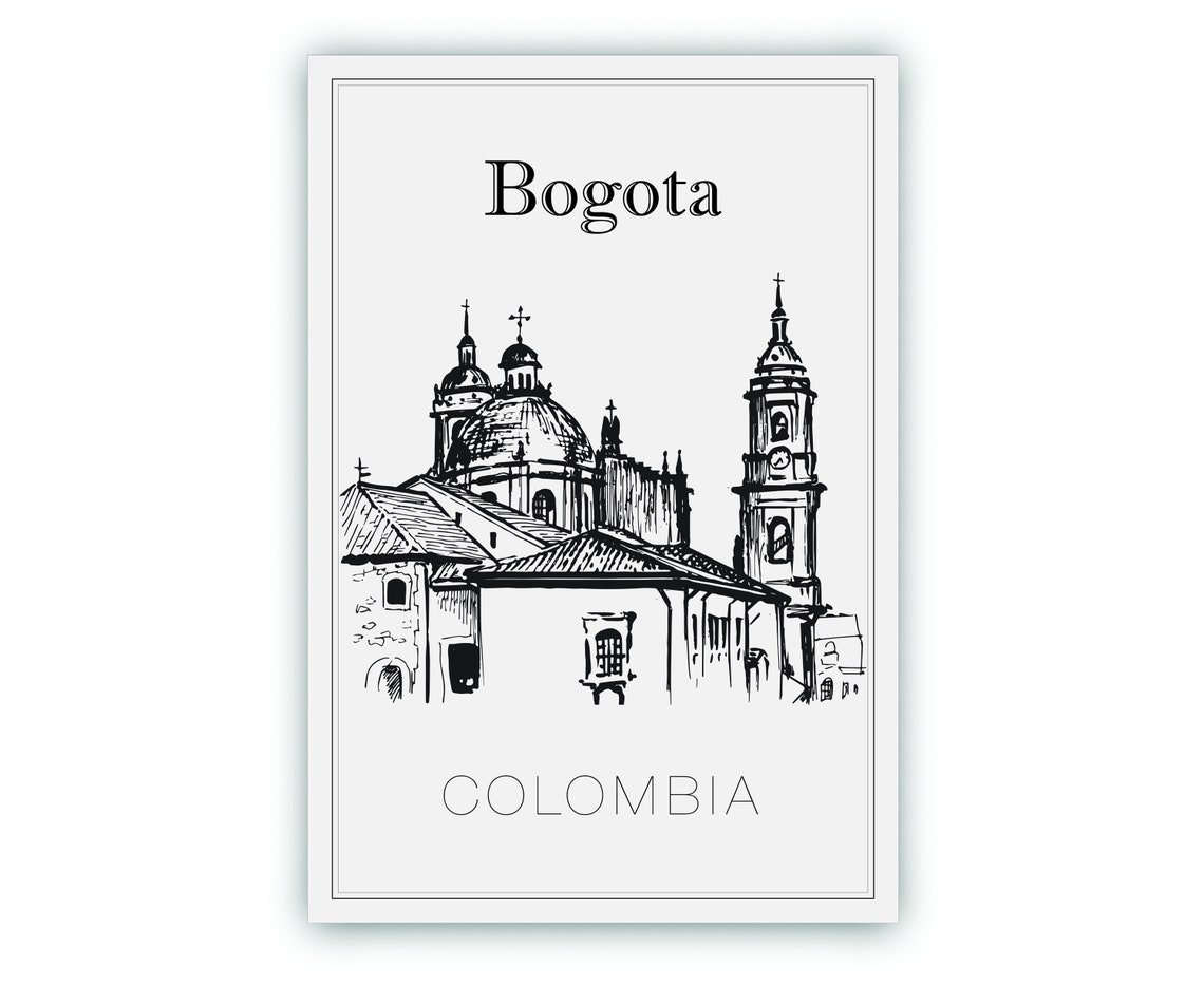 Bogota Colombia Hand Drawn Cathedral Landmark Sketch Art Poster - Image 2