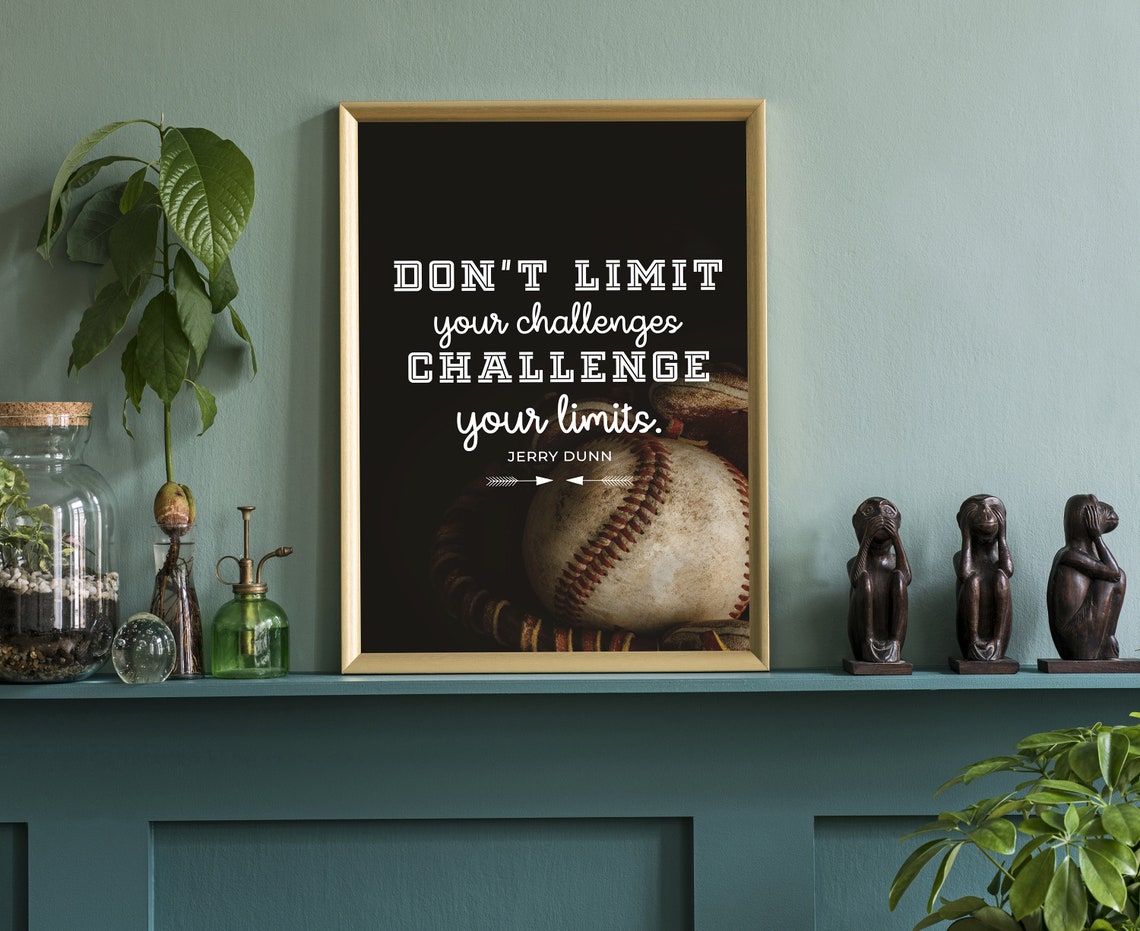 Don't Limit Your Challenges Baseball Motivational Quote Wall Art - Image 3