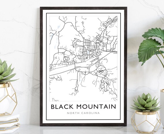 Black Mountain Map Black Mountain City Road Map Black Mountain North Carolina Street Map Modern Us City Map Home Decor Office Wall Art