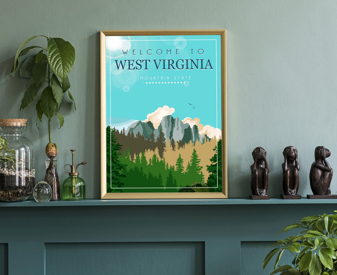 West Virginia Mountain State Welcome to Forest Mountains Travel Poster - Image 3