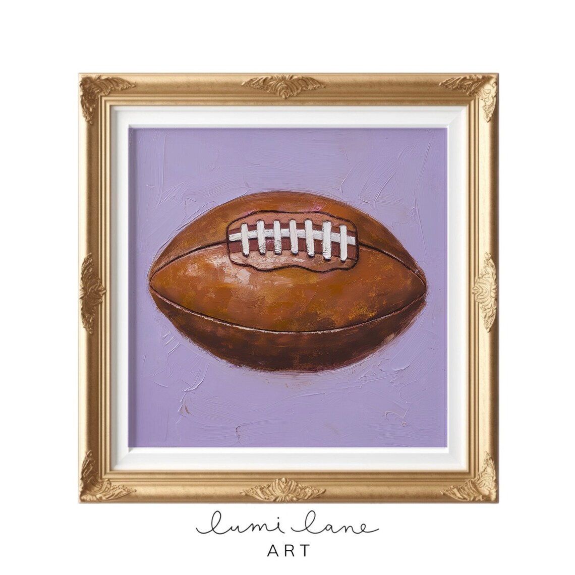 American Football Leather Ball Lavender Oil Painting Sports Poster