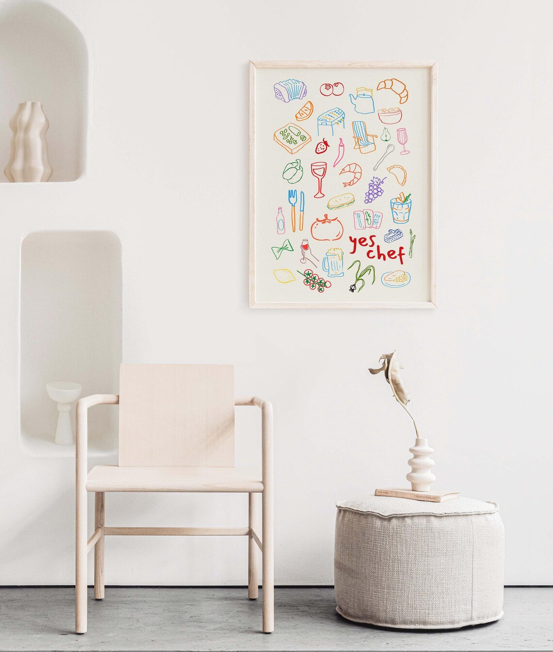 Yes Chef Doodle Kitchen Art Print, Minimalist - Image 3