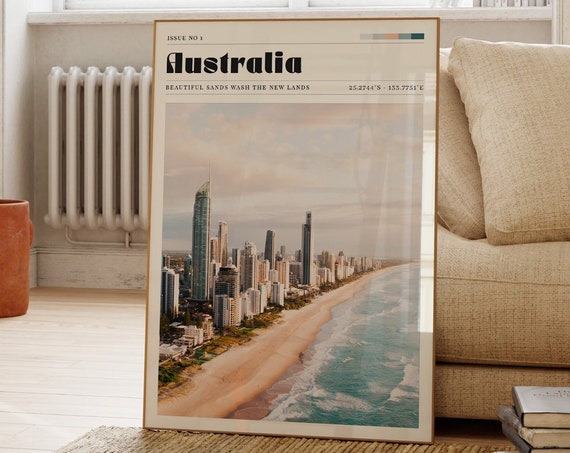Australia Travel Print Beach Wall Poster Gift For Friend Gallery Art Cityscape Nostalgia Home Decor Living Room