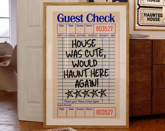 Halloween Guest Check Art Print, Cute Haunt Decor