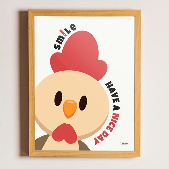 Chicken Poster Qute Farm Animal Prints Kids Room Colorful Paintings Nursery Decor Motivational Wallart Kinderland