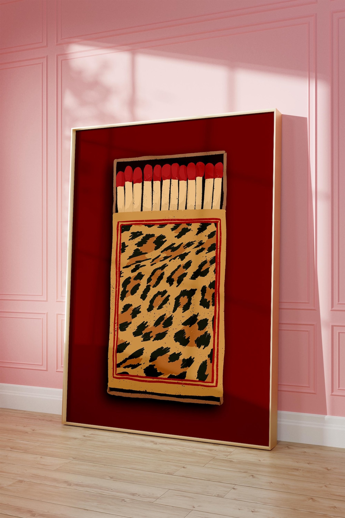 Retro Leopard Matchbox Art Print, Dorm Room Decor