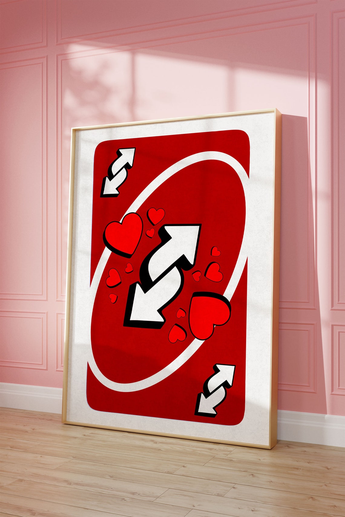 Red Reverse Playing Card Hearts Retro Pop Art Trendy Decor Poster - Image 2