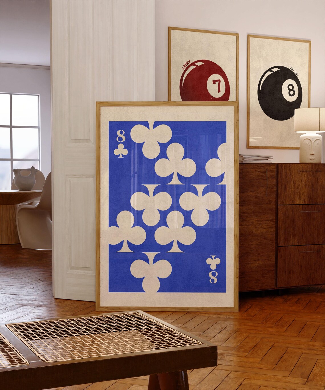 8 Of Clubs Retro Playing Card Poster, Modern Decor - Image 4