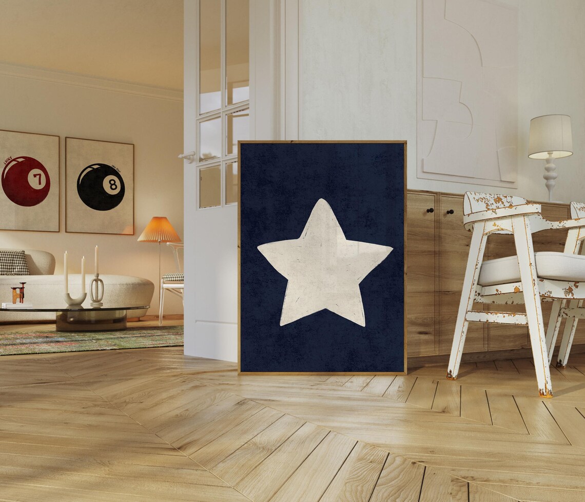 Retro Hand Drawn Star Art Print, Trendy Decor - Image 3
