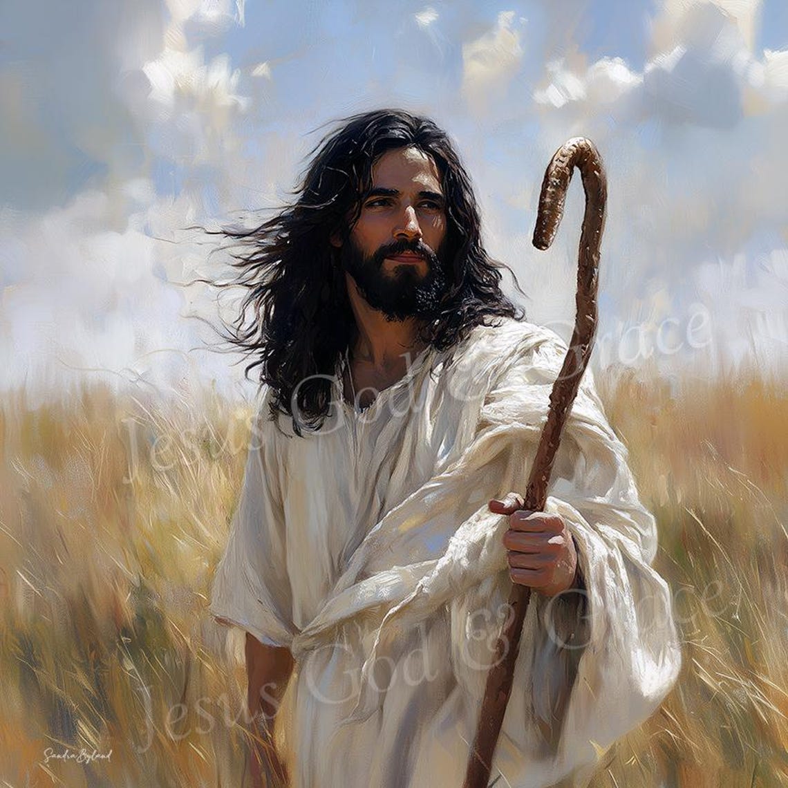 Follow Me Jesus Our Shepherd, Christian Art Print