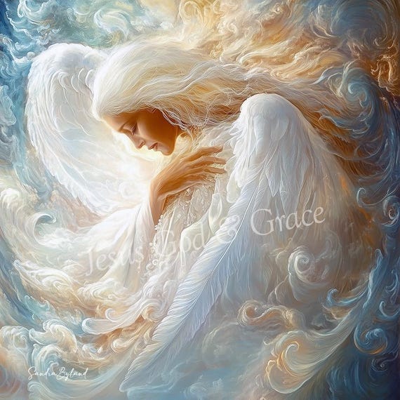 Guardian Angel Art Print, Angel Whispers Inspirational