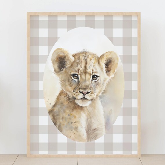 Baby Lion Cub Watercolor Nursery Sweet Safari Animal Art Print