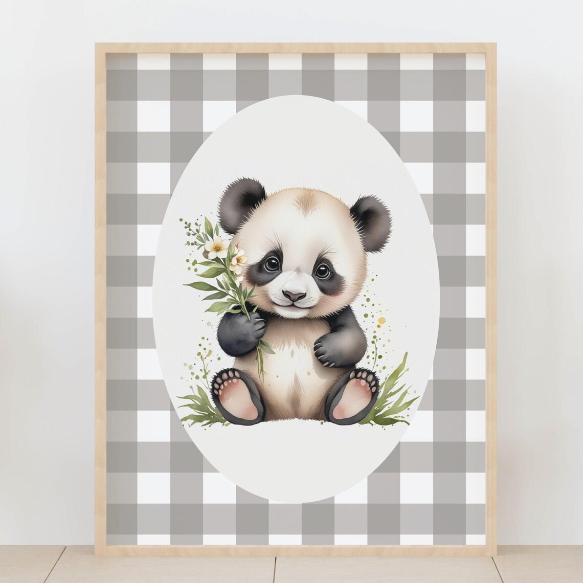 Cute Baby Panda Nursery Watercolor Sweet Animal Baby Room Print