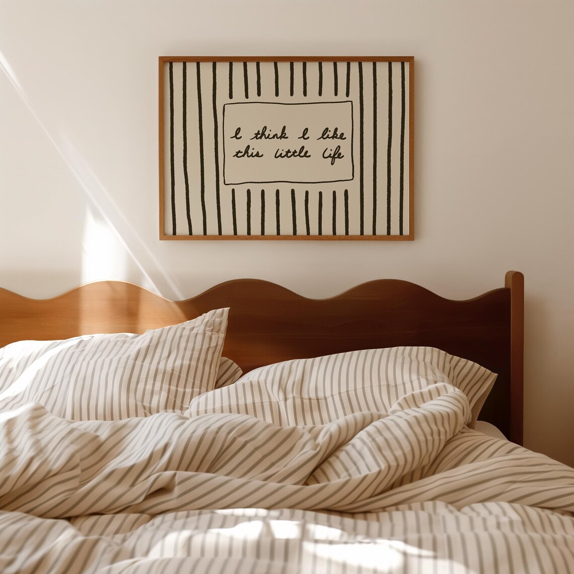 I Think I Like This Little Life Striped Minimalist Bedroom Quote Poster