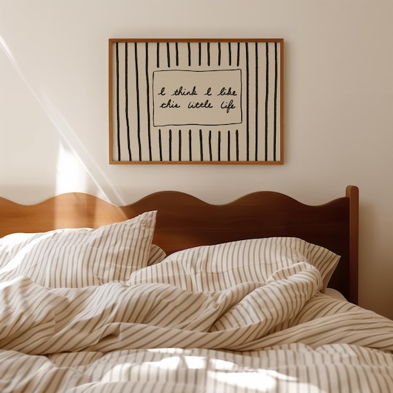 I Think Like This Little Life Print Hand Drawn Neutral Stripes