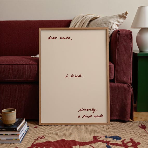 Funny Santa Print Handdrawn Typography Christmas Letter Vertical