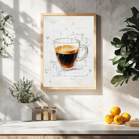 Coffee Print Mid Century Modern Wall Art Coffee Lover Decor Coffee Lover Gift Coffee Bar Decor Kitchen Art Minimalist Gallery Wall Art