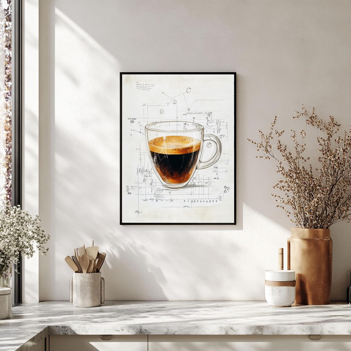 Coffee Print Mid Century Modern Wall Art Coffee Lover Decor Coffee Lover Gift Coffee Bar Decor Kitchen Art Minimalist Gallery Wall Art - Image 3