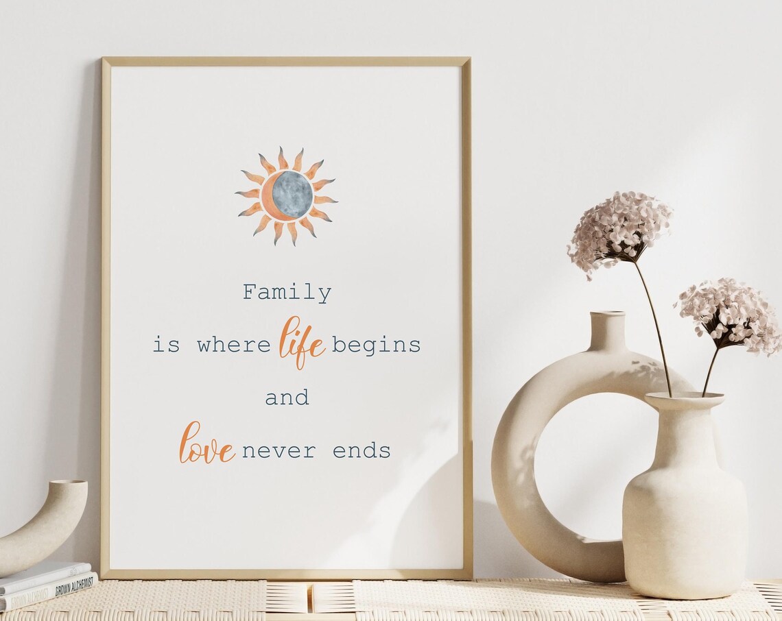 Family Is Where Life Begins and Love Never Ends Quote Poster
