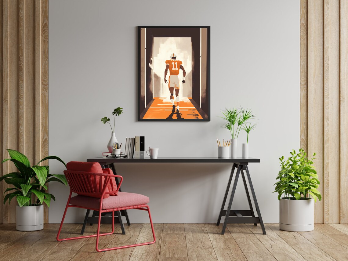 Number 11 Football Player Tunnel Walk Orange Jersey Sports Poster - Image 2
