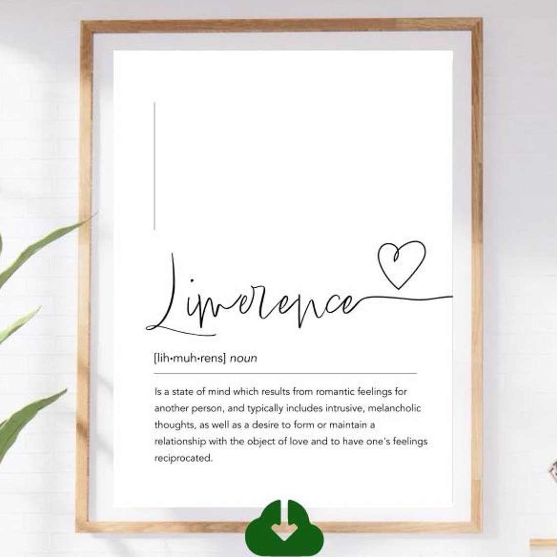 Limerence Script Definition White Romantic Heart Doodle Art Poster