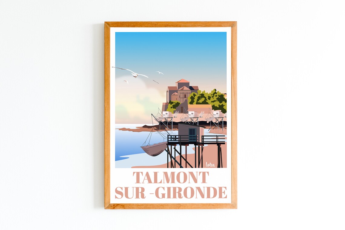 Talmont sur Gironde Carrelets Stilt Huts French Coast Travel Poster