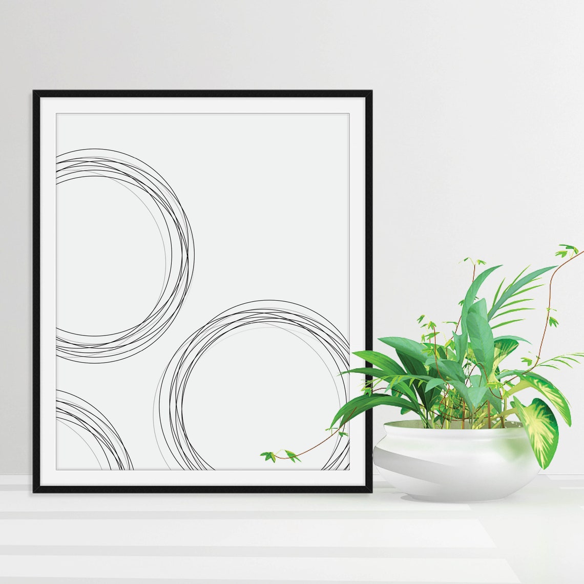 Abstract Circles Line Art Minimalist Modern Geometric Poster
