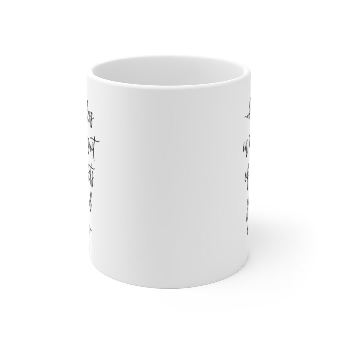 White Ceramic Coffee Mug With Black Script Print Design Gift For Her
