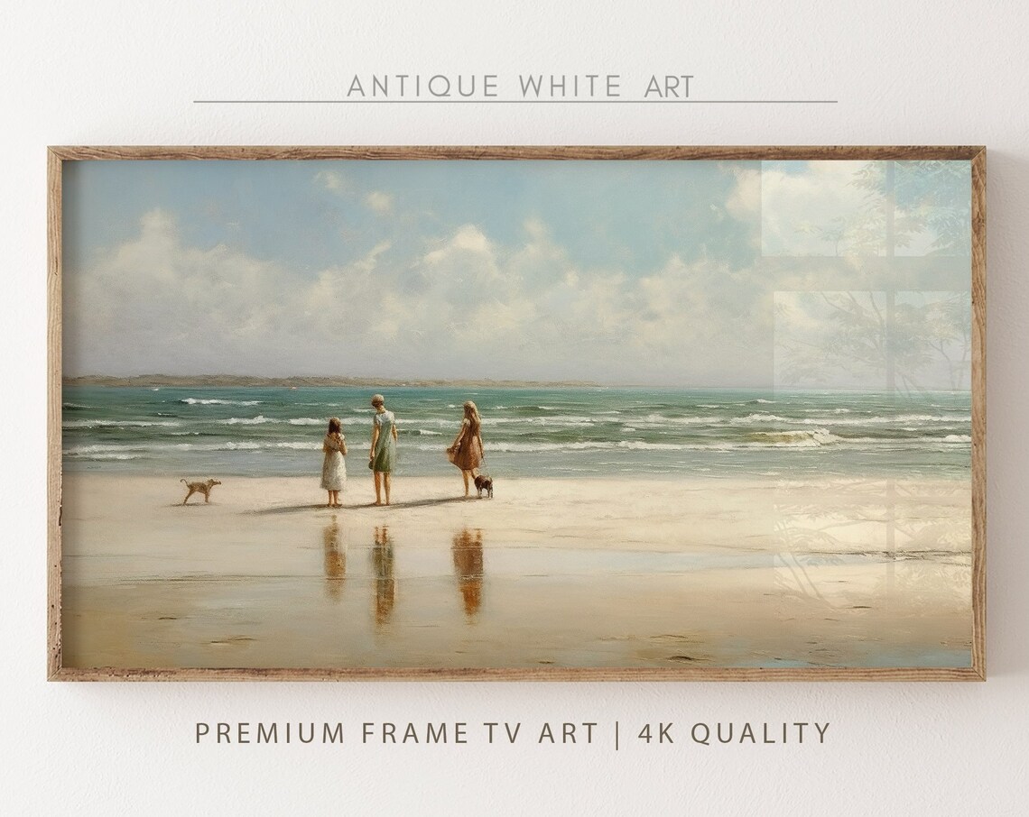 Neutral Coastal Landscape Vintage Beach House Art Print