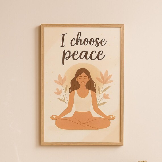 I Choose Peace Quote Boho Meditation Mindfulness Yoga Art Poster