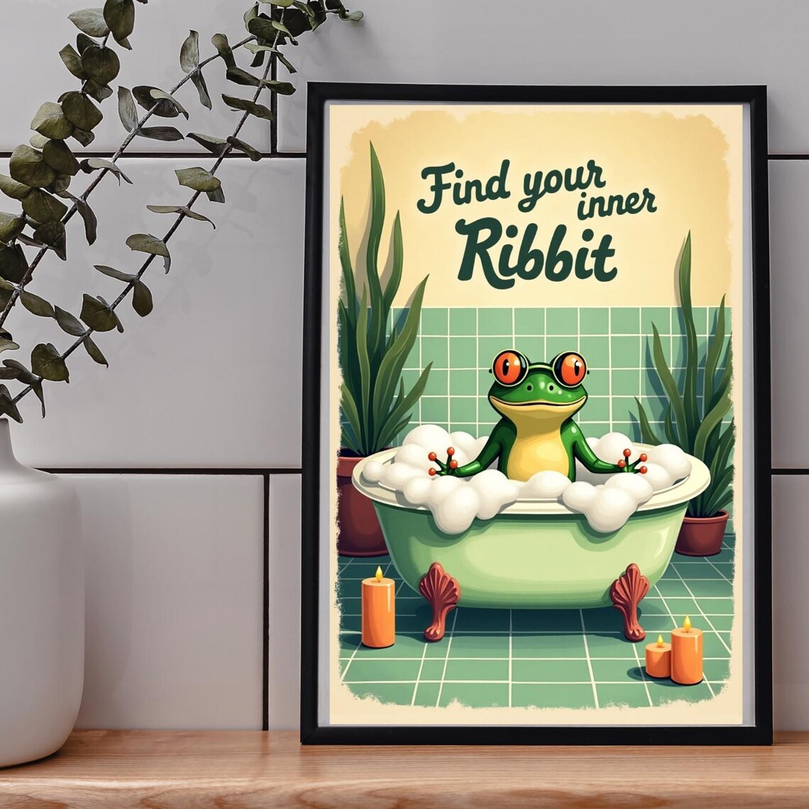 Funny Frog Bathroom Wall Art Find Your Inner Ribbit Quirky Spa For Guest Bath Zen Humor