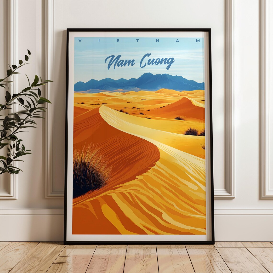 Nam Cuong Vietnam Golden Desert Sand Dunes Sunset Travel Poster