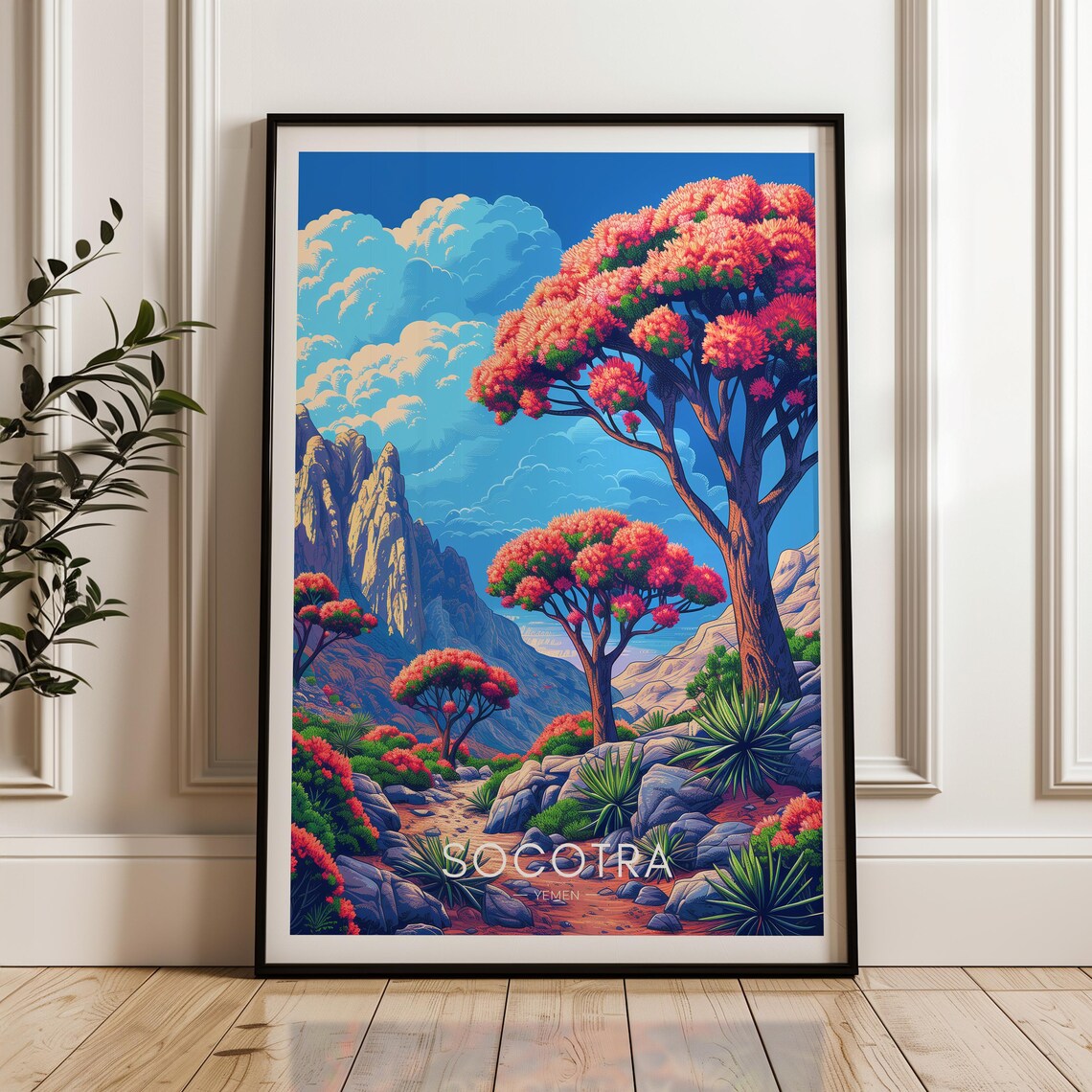 Socotra Yemen Dragon Blood Trees Rocky Desert Valley Nature Poster